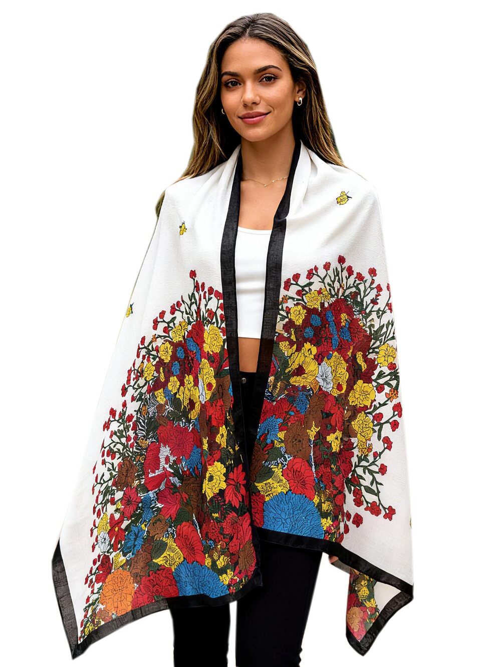 9130 Mexican Cinco De Mayo Shawl Scarf - Lightweight Oversized Ethnic Wrap